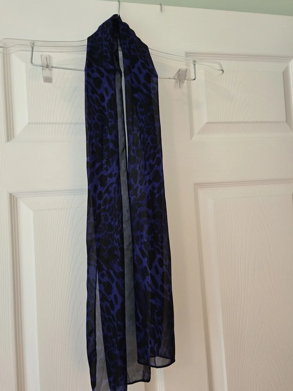 Blue and Black Leopard Print Scarf